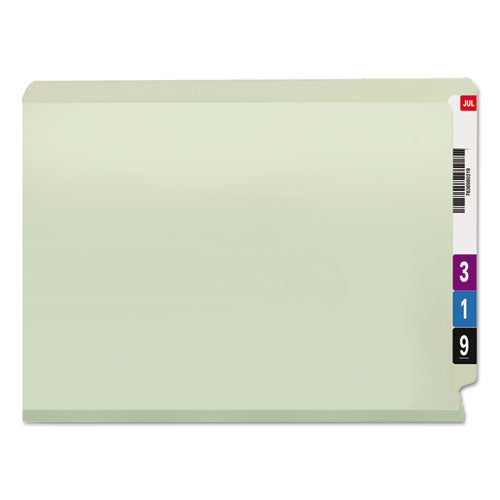 End Tab Pressboard Classification Folders, Two Safeshield Coated Fasteners, 2" Expansion, Letter Size, Gray-green, 25/box