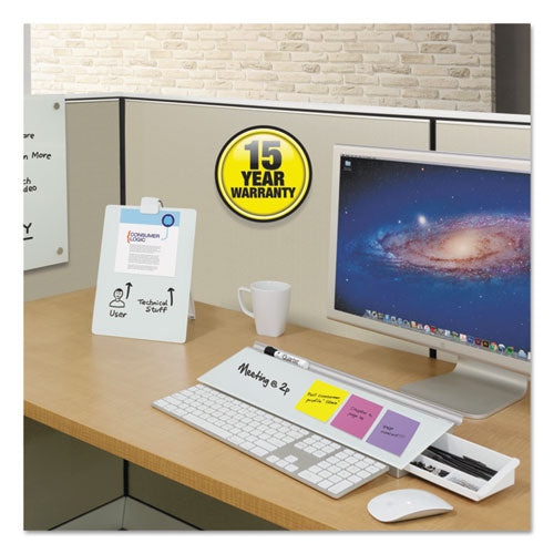 Glass Dry Erase Desktop Computer Pad, 18 X 6, Marble Surface