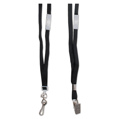 Deluxe Safety Lanyards, Metal Clip Fastener, 36" Long, Black, 24/box