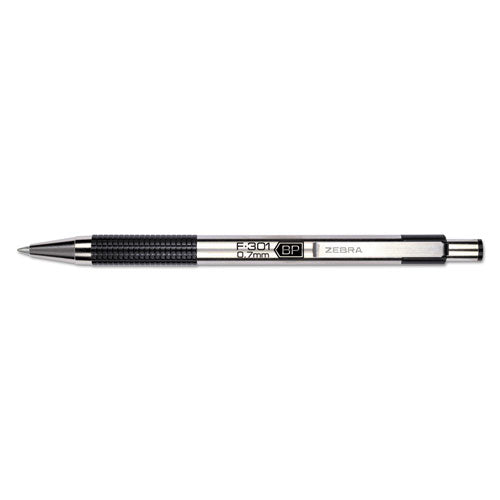 F-301 Ballpoint Pen, Retractable, Fine 0.7 Mm, Black Ink, Stainless Steel/black Barrel