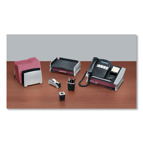 Office Suites Desktop Tape Dispenser, Heavy Base, 1" Core, Plastic, Black/silver