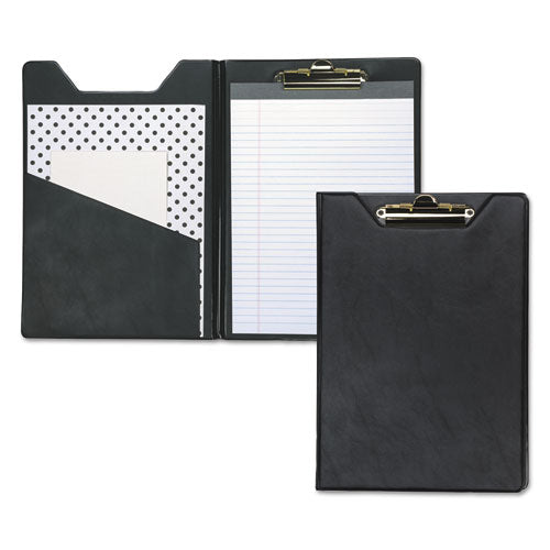 Value Padfolio, Heavyweight Sealed Vinyl, Brass Clip, Inside Front Pocket, Black