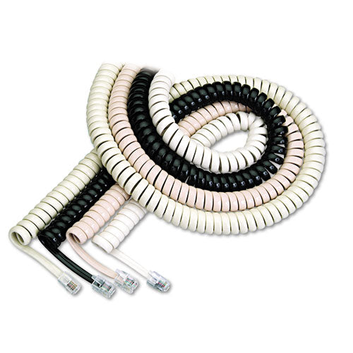 Coiled Phone Cord, Plug/plug, 25 Ft, Beige