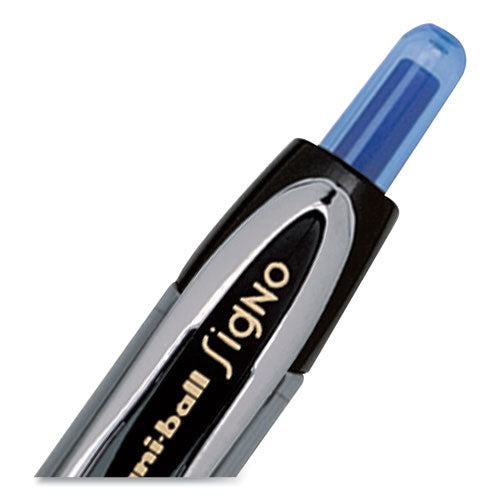 Signo 207 Gel Pen, Retractable, Micro 0.5 Mm, Blue Ink, Smoke/black/blue Barrel, Dozen