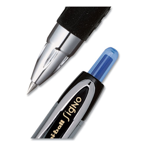 Signo 207 Gel Pen, Retractable, Micro 0.5 Mm, Blue Ink, Smoke/black/blue Barrel, Dozen