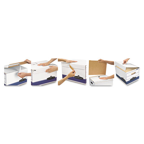 Stor/file Medium-duty Letter/legal Storage Boxes, Letter/legal Files, 12.75" X 16.5" X 10.5", White/blue, 4/carton