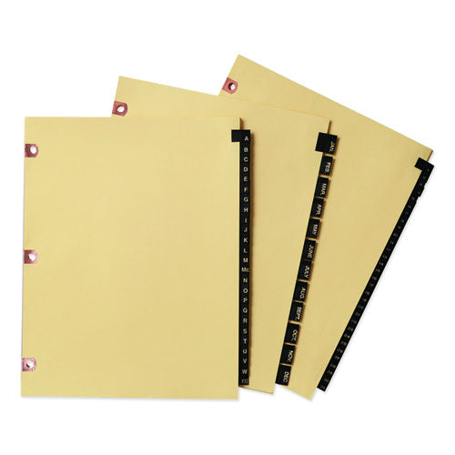 Preprinted Black Leather Tab Dividers W/copper Reinforced Holes, 31-tab, 1 To 31, 11 X 8.5, Buff, 1 Set