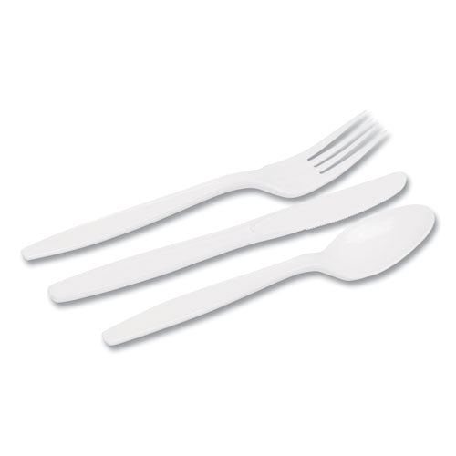Combo Pack, Tray With White Plastic Utensils, 56 Forks, 56 Knives, 56 Spoons