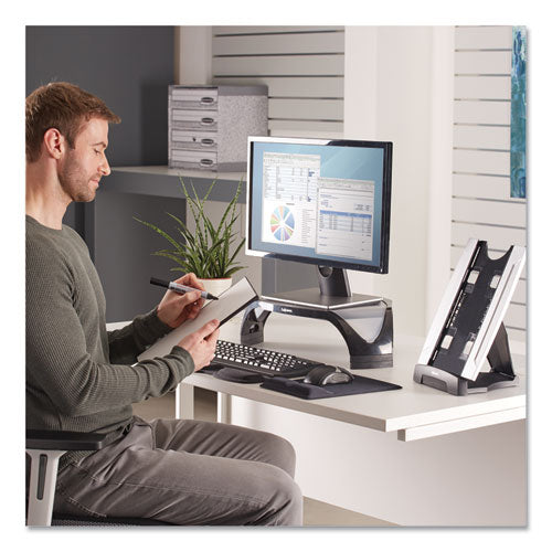 Office Suites Desktop Copyholder With Memo Board, 150 Sheet Capacity, Plastic, Black/silver