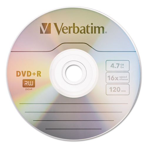 Dvd+r Recordable Disc, 4.7 Gb, 16x, Spindle, Silver, 100/pack