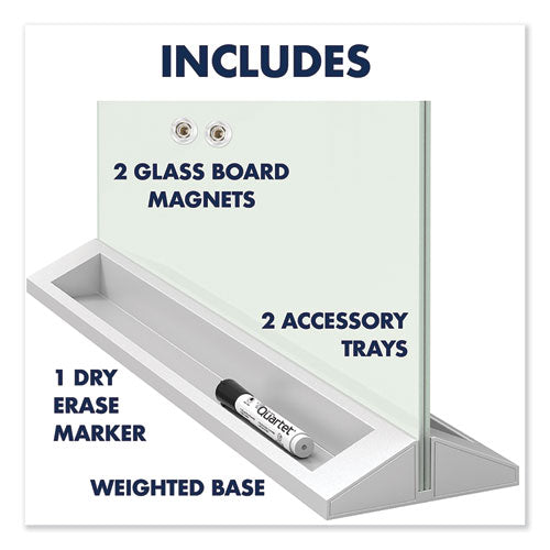 Desktop Magnetic Glass Dry-erase Panel, 23 X 17, White Surface