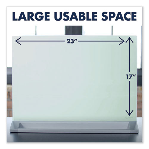 Desktop Magnetic Glass Dry-erase Panel, 23 X 17, White Surface