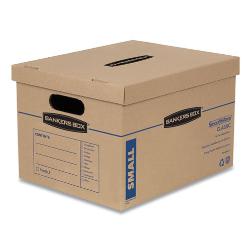 Smoothmove Classic Moving/storage Box Kit, Half Slotted Container (hsc), Assorted Sizes: (8) Small, (4) Med, Brown/blue,12/ct