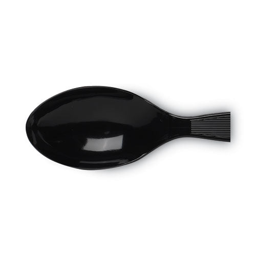 Plastic Cutlery, Heavy Mediumweight Teaspoons, Black, 100/box