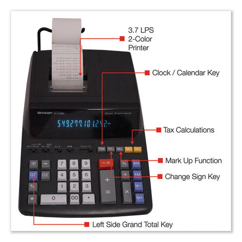 El2196bl Two-color Printing Calculator, Black/red Print, 3.7 Lines/sec