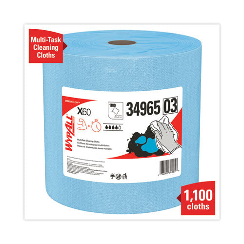 General Clean X60 Cloths, Jumbo Roll, 12.5 X 13.4, Blue, 1,100/roll