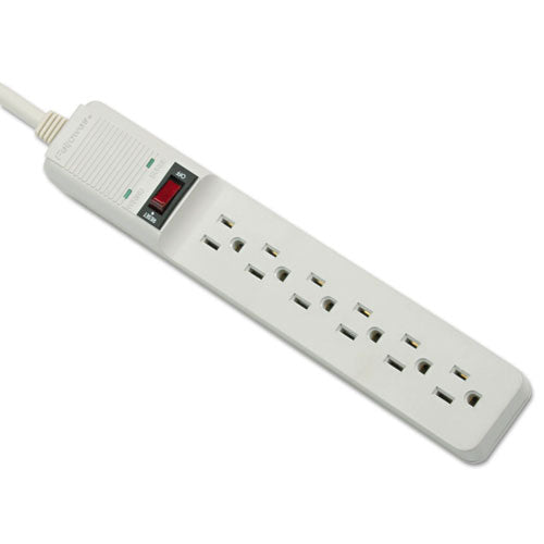 Basic Home/office Surge Protector, 6 Ac Outlets, 6 Ft Cord, 450 J, Platinum