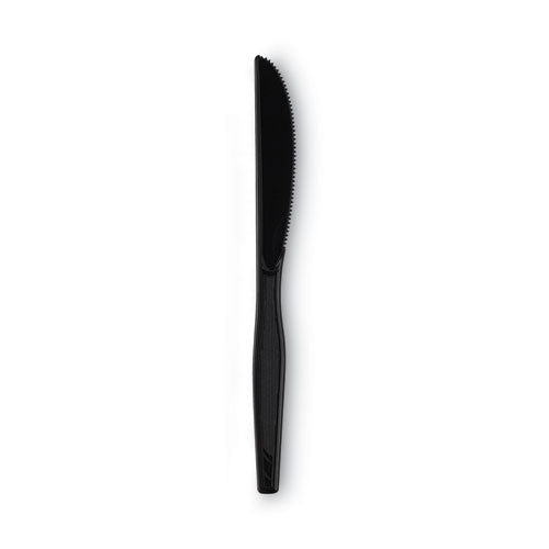 Plastic Tableware, Heavy Mediumweight Knives, Black, 100/box