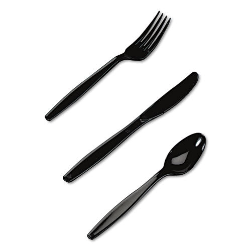 Plastic Tableware, Heavy Mediumweight Knives, Black, 100/box