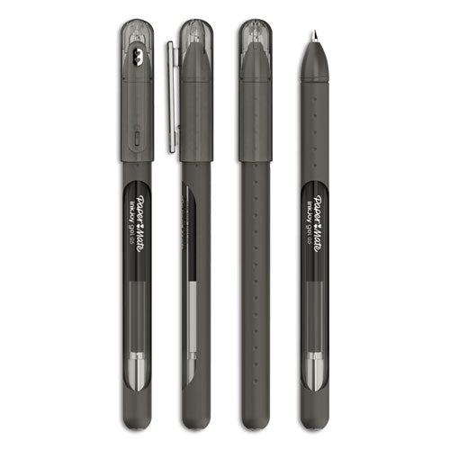Inkjoy Gel Pen, Retractable, Micro 0.5 Mm, Black Ink, Black Barrel, Dozen