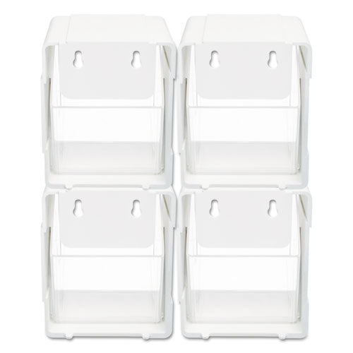 Tilt Bin Interlocking 4-bin Organizer, Plastic, 4.63 X 4.88 X 5.5, White/clear