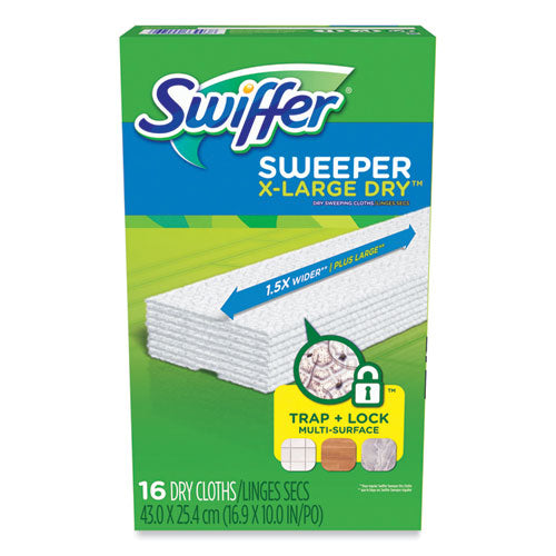 Sweeper Xl Dry Refill Cloths, 16.9" X 9.8", White, 16/box